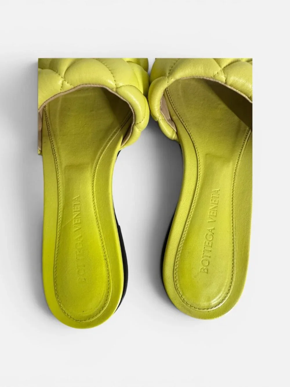 Bottega Veneta Padded Flat Slides Pear Yellow Quilted Leather Sandal EU 37 US 7 - Picture 5 of 16